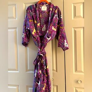 Purple robe with dogs